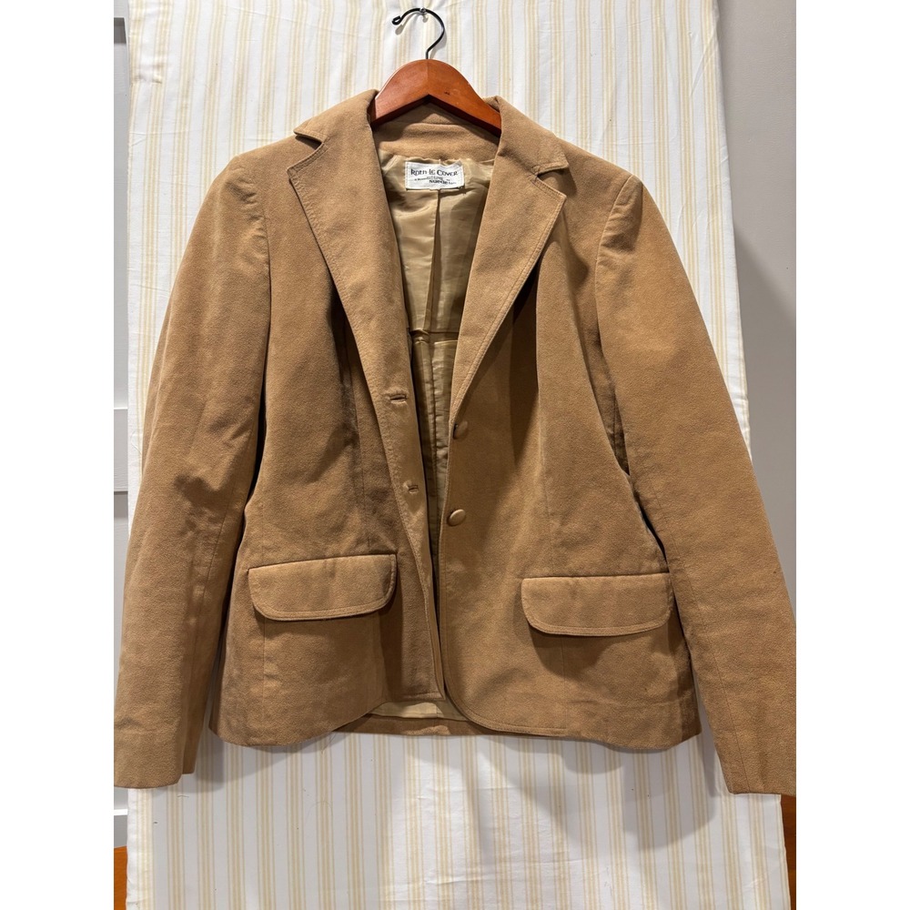 Roth-Le Cover Vintage Ultra Suede Blazer Camel Tan Two Button Jacket